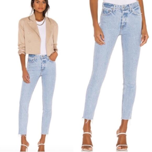 GRLFRND Karolina Frayed High Rise Feel Right Jeans 29 NWT classic preppy - Picture 2 of 12